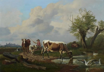 Hirte mit Rindern auf dem Weg zur Tränke. by Johann Adam Klein - Auction record, sale price, and art valuation. Compare with similar artists and explore comparable artworks.
