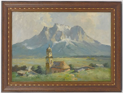 "Blick über Lermoos auf die Zugspitze"