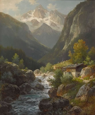 Mühle in der Ramsau mit dem Watzmann