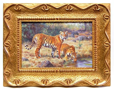 Tiger an einer Wasserstelle by Sergio Budicin - Auction record, sale price, and art valuation. Compare with similar artists and explore comparable artworks.