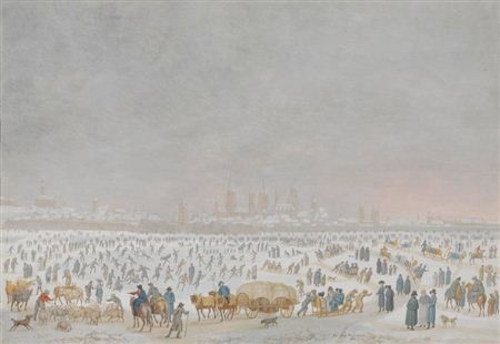 Eisvergnügen auf dem Rhein bei Mainz