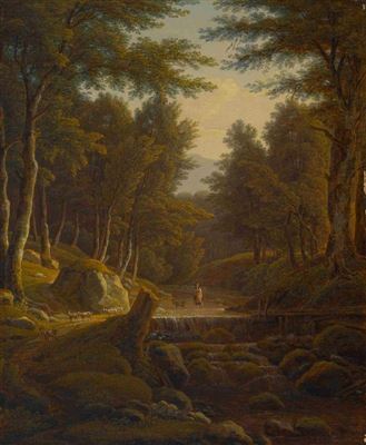 Waldlandschaft mit Hirtin und Ziegen am Bach by Simon Warnberger - Auction record, sale price, and art valuation. Compare with similar artists and explore comparable artworks.