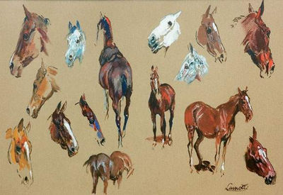 "Etude de chevaux et têtes de chevaux"