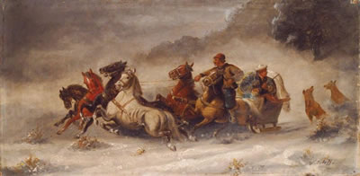 Traîneaux attaqués par des loups (pair) by Vladimir Orloff - Auction record, sale price, and art valuation. Compare with similar artists and explore comparable artworks.