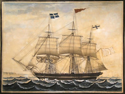 Portrait d'un trois-mâts au large du Havre