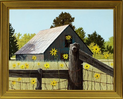 Barn in the Field of Flowers