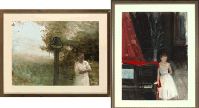 Double sided work: Plantation Bell with Figure and Ballerina by the Piano