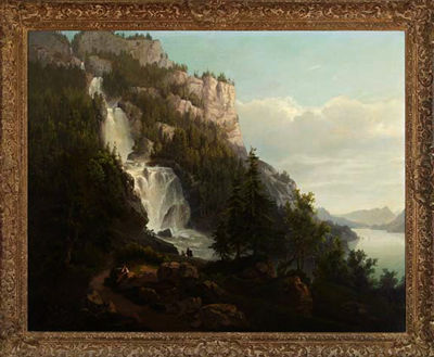 "Extensive Alpine Landscape with Waterfall" by Arnold Jenny - Auction record, sale price, and art valuation. Compare with similar artists and explore comparable artworks.