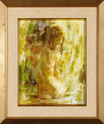 Sample artwork by Harrison Campbell Rucker (1930 - 2020), known for impressionate female nude painting, commercial art-advertising - View similar artists and auction records