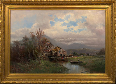 View of a House in the Valley, Pyrenees Beyond by Emile Godchaux - Auction record, sale price, and art valuation. Compare with similar artists and explore comparable artworks.
