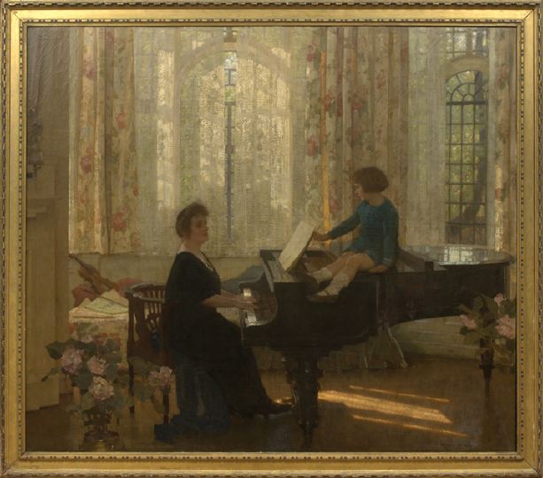 MOTHER AND CHILD ENJOYING AN AFTERNOON PIANO LESSON