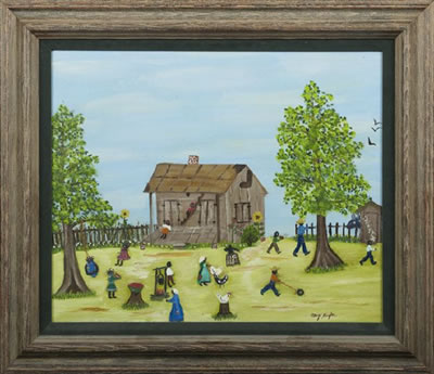 SCHOOLYARD SCENE WITH CHILDREN AT PLAY