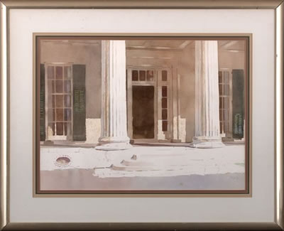 VIEW OF A COLUMNED ENTRANCE WAY OF A NEW ORLEANS HOME
