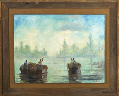 Sample artwork by Steele (Ollie Brice) Burden (1900 - 1995), known for garden themed ceramics, figurines, landscape design, cotton plantation paintings - View similar artists and auction records