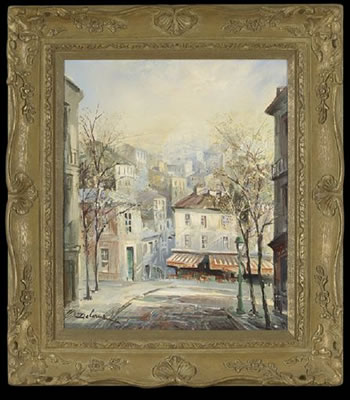 Sample artwork by Lucien Delarue (1925 - 2011), known for watercolor cityscape and still life painting - View similar artists and auction records