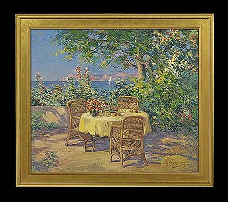 "Veranda on the Mediterranean" by Emilie Dubois - Auction record, sale price, and art valuation. Compare with similar artists and explore comparable artworks.
