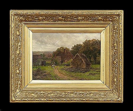 "Farmyard with a Woman Feeding Chickens" by William Alfred Elleby - Auction record, sale price, and art valuation. Compare with similar artists and explore comparable artworks.