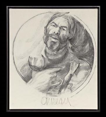 Portrait of George Dureau: Self-Portrait with a Wine Glass, Within a Circle