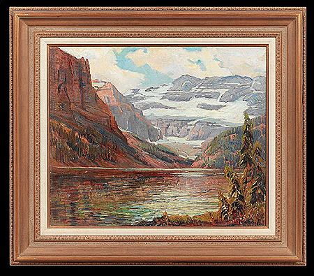 Mountain Lake Scene" by Marie Kendall - Auction record, sale price, and art valuation. Compare with similar artists and explore comparable artworks.
