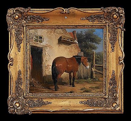 Chestnut Horse in the Stable Yard