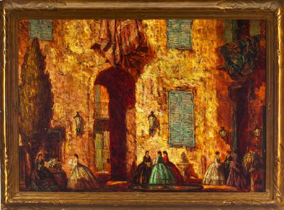 Sample artwork by Marshall D Smith (1874 - 1973), known for town structures, street scene with figures, building exterior paintings - View similar artists and auction records
