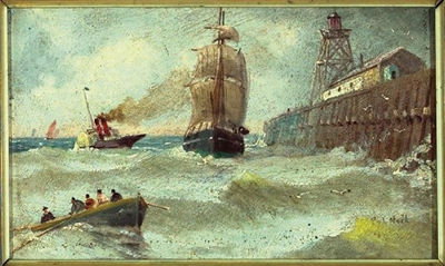 Boats Approaching a Jetty