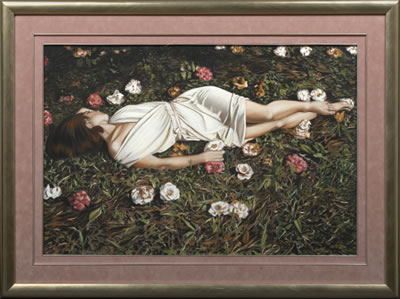 WOMAN SLEEPING IN A FIELD OF FLOWERS by Adrian Deckbar - Auction record, sale price, and art valuation. Compare with similar artists and explore comparable artworks.