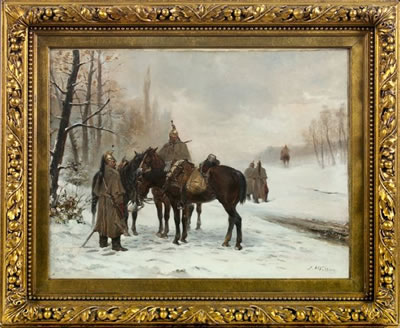 "Winter Landscape with French Dragoons Reconnoitering"