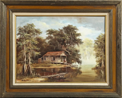 Cabin in the Swamp by Al Federico - Auction record, sale price, and art valuation. Compare with similar artists and explore comparable artworks.