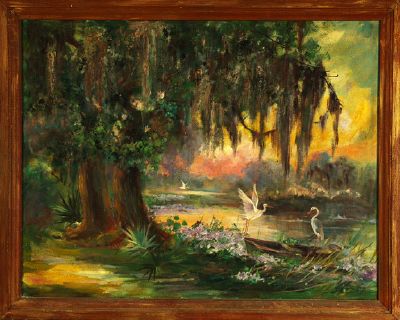 Egrets in a Bayou Landscape