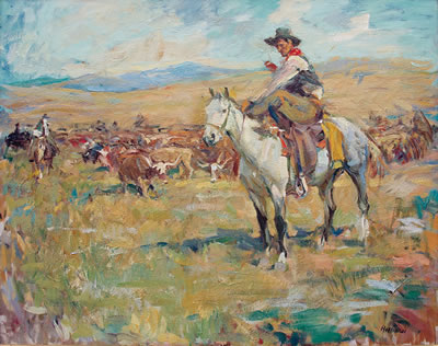 Portrait of Frank B Hoffman: Self Portrait on Horseback