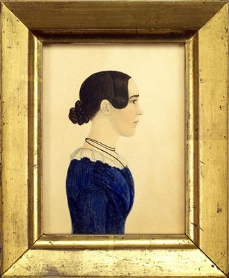 Bust profile portrait of Miss Cushing, of Bridgewater, Massachusetts