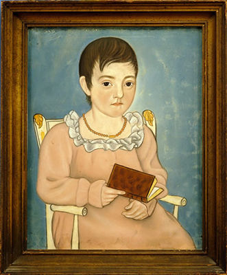 Portrait of a girl in pink holding a book and seated in white rodback armchair by Micah Williams - Auction record, sale price, and art valuation. Compare with similar artists and explore comparable artworks.