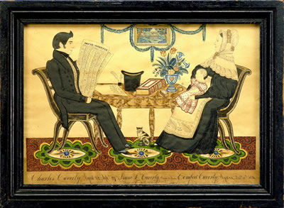Family portrait of Charles and Comfort Caverly and their son Isaac