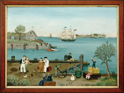 Sailors, Mermaids and Ladies at Dockside by Martha Cahoon - Auction record, sale price, and art valuation. Compare with similar artists and explore comparable artworks.