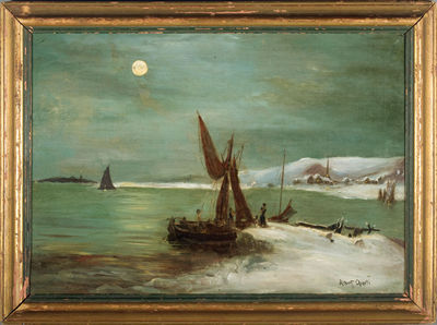 Moonlight Scene of an Arctic Village