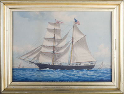 THE AMERICAN BRIGANTINE "TUBAL CAIN" OF NEW YORK, CAPT. L.D. STONE, 1877. by Louis Francois Prosper Roux - Auction record, sale price, and art valuation. Compare with similar artists and explore comparable artworks.