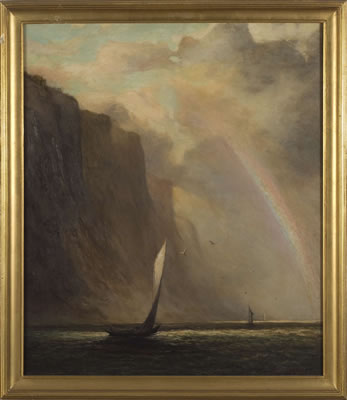 AFTER THE STORM: SAILBOATS ALONG A CLIFF.