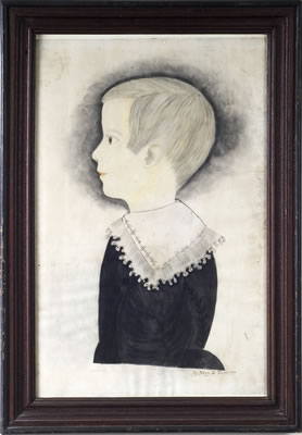 Profile portrait of a young boy wearing a lace collar by Mary Tucker - Auction record, sale price, and art valuation. Compare with similar artists and explore comparable artworks.