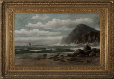 SEASCAPE WITH ROCKY COAST AND CLIFFS.