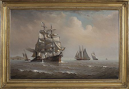 Sample artwork by Marshall Johnson Jr (1850 - 1921), known for marine-sailing ship painting - View similar artists and auction records