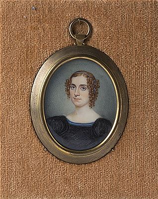 PORTRAIT MINIATURE OF A YOUNG WOMAN WITH BLONDE RINGLETS