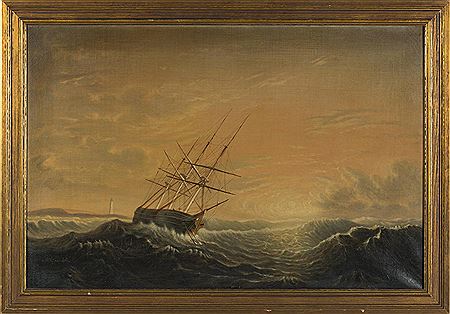 Ship at Anchor on a Lee Shore