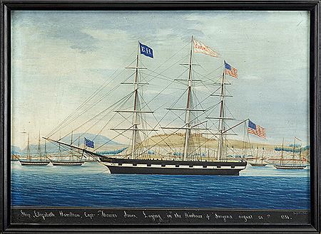 Ship "Elizabeth Hamilton," Capt. Thomas Jones, Laying in the Harbor of Smyrna, August 21, 1854