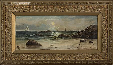 Coastal Scene with Lighthouse and Sailboats