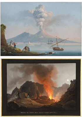 Le cenere del 1828; Interno del Vesuvio (pair)