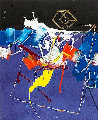 Sample artwork by Francisco Hung (1937 - 2001), known for abstract, high color images action images, gestural painting, drawings - View similar artists and auction records