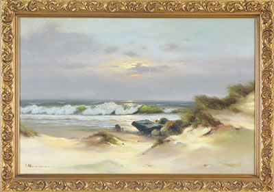 Seascape with the sun beginning to set by Horst Altermann - Auction record, sale price, and art valuation. Compare with similar artists and explore comparable artworks.