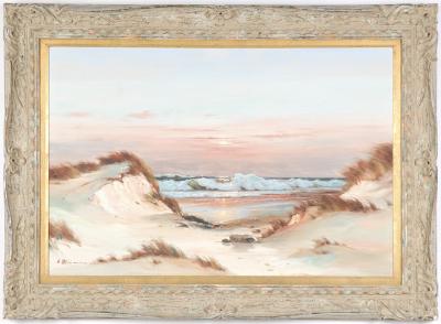Seascape with the sun beginning to set
