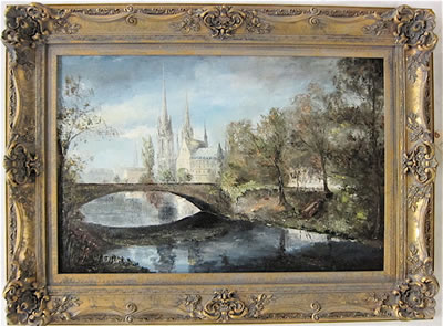 Strasbourg Cathedral, France, with river in the foreground by Willy Gisin - Auction record, sale price, and art valuation. Compare with similar artists and explore comparable artworks.